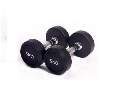 China Fitness Equipment Factory Dezhou Dumbbell Black Rubber Coated Round Dumbbell For Sale for sale