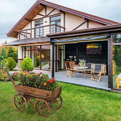 China Modern Wooden Box Raised Garden Planting Bed Elevated Plants Stand Up Wheels Outdoor Planter for sale