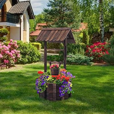 China Modern Creative Home Garden Wooden Garden Wish Wish Planter With Hanging Basket for sale