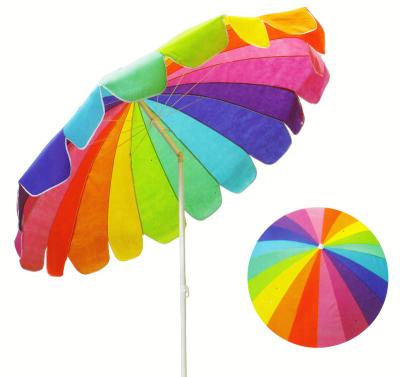 China Standard Size Outdoor Furniture Custom Printing Rainbow Sun Windproof Beach Umbrella for sale