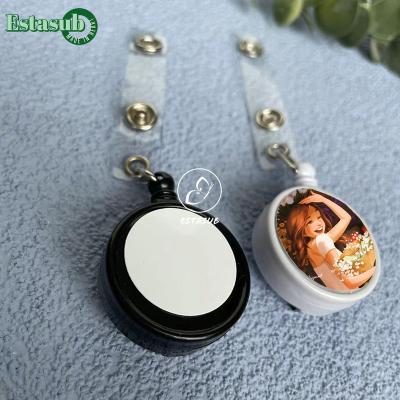 China Customized Plastic Badge Reel Sublimation With Metal Clip In The Back for sale