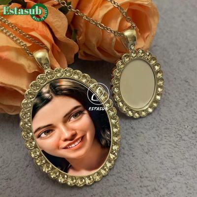 China Cute Oval Sublimation Necklace With Sublimation Aluminum Charm Blanks for sale