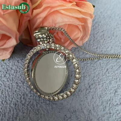 China Cute Sublimation Turning Round Pendant Necklace For Dye Printing for sale