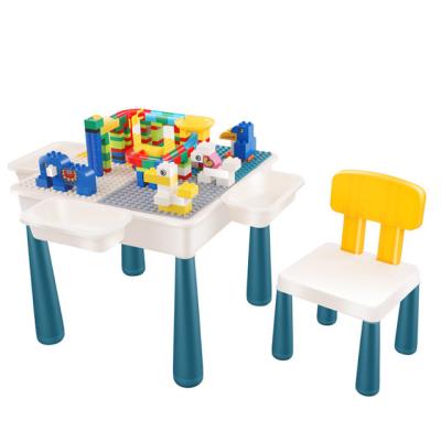 China Building block table with chair children's building block multi function baby's large building block toy table chair particle table study table for sale