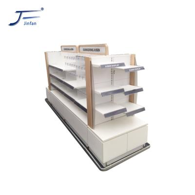 China Customized high quality glass display stand double sided cosmetics and supermarket skin care products for sale