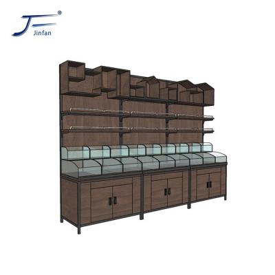 China Candy Customized Wooden Loose Supermarket Products Display Stand 1) Double Sided Wrapped Supermarket And Store Display Rack 2)Stores 10 Years for sale