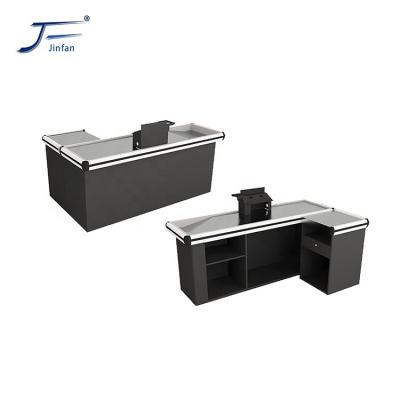 China Metal Customized Stainless Steel Checkout Counter Retail Store Supermarket Rushing Design Powder Coating Cashier Rushing Design for sale