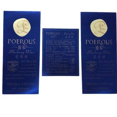 China Factory Price Custom Waterproof / Holographic Good Quality Coated Paper Stickers Printed Customized Wine Label for sale