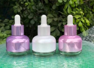 China recipientes de vidro Skincare da composição 30ml que empacota Rose Gold White Dropper Bottle à venda