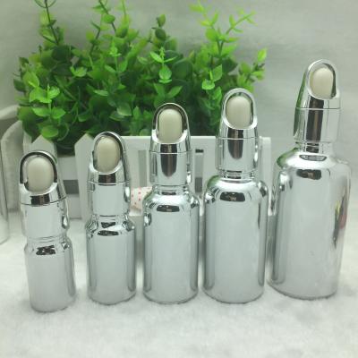 China luxury Silver 100ml 10ml Glass Bottle Cosmetic Packaging For Serum Oil for sale