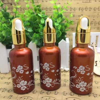 China 1 Oz 2oz 4 Oz Glass Cosmetic Oil Bottles With Silk Screen Printing for sale