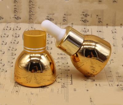 China Small Golden Plated Cosmetic Glass Makeup Containers Packaging 20ml 15ml for sale