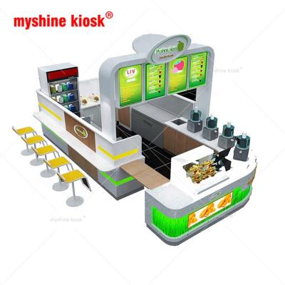 China Hot Fashion Juice Bar Kiosk Design Indoor Wooden Mall Selling Commercial Furniture for sale