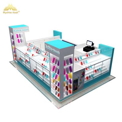 China Fashionable mobile cell phone kiosk Myshine kiosk shopping mall mobile phone accessories kiosk for sale for sale