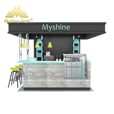 China PANEL manufactures fast food retail kiosk coffee bar counter design bubble tea mall kiosk coffee kiosk for sale