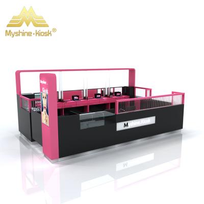 China Perfume / Cosmetic Show Racks Customized Beauty Salon Counter 3D Eyebrow Kiosk Mall New Eyebrow Threading Kiosk Design for sale