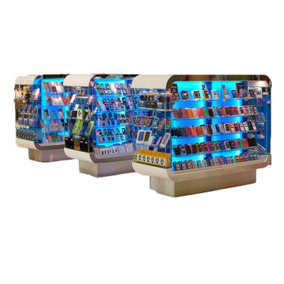 China Environmental Friendly Material Cell Phone Kiosk Electronics Display Stand Mobile Phone Showcase Phone Display Counter for sale