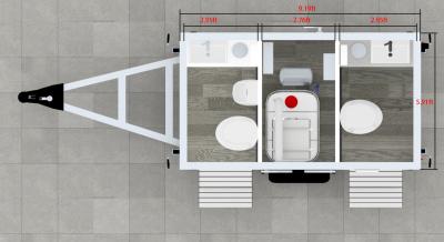 中国 格安 屋外 優待 2スタンド 公共トイレ シャワー 部屋 ポータ プッティ トレーラー 販売のため