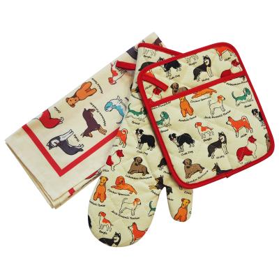 China BSCI Factory Wholesale Price Christmas Kitchen Set Oven Mitt Pot Holder Viable Towel for sale