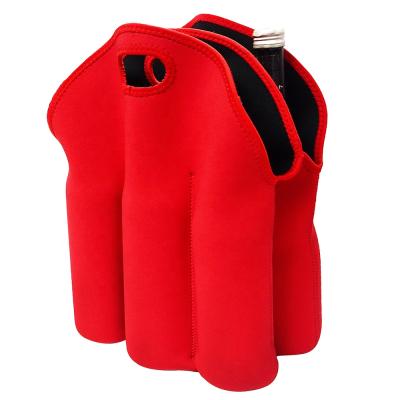 China 6 Pack Red Wine Bottle Cooler Tote Bag Extra Thick Neoprene Beer Bottle Waterproof Promotional Gift/Can/Beverage Carrier for sale