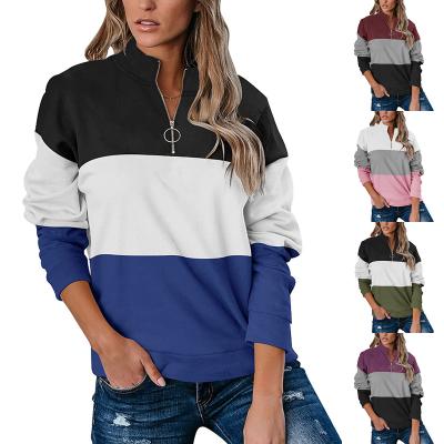 China 2022 Anti-pilling Stand Collar Heavy Color Block Zip Pullover Sweatshirt Customized for sale