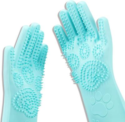 China Soft Stocked Rise Pet Grooming Gloves Cat Bathing Shampoo Brush Gloves Dog Magic Pet Glove For Bathing for sale