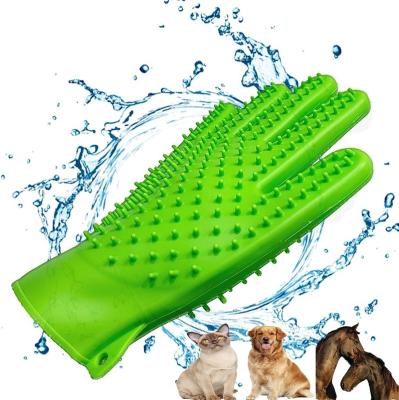 China Stocked Rise Soft Deshedding Brush Glove Silicone Tips Pet Glove Bath Pet Grooming for sale