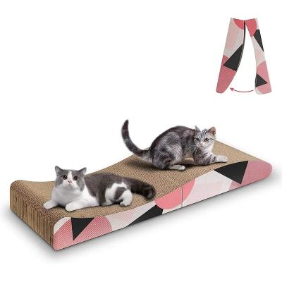 China Foldable Cardboard Stocked Cat Scratching Pad Large Wide Wrinkled Modern Sofa Bed With Catnip for sale