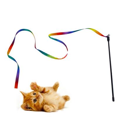 China Ribbon Charmer Stocked Stick for Indoor Cats Kitty Cat Teaser Wand for sale