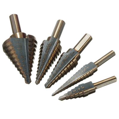 China High Quality Bagged Pagoda 5pcs Steel Drill Bit Handle 1/4-1-3/8 3/16-7/8mm Metal Drilling Triangle High Speed ​​Steel Drill for sale