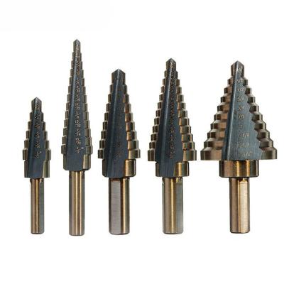 China Metal Drilling Good Quality Triangle Handle 1/4-1-3/8 3/16-7/8mm Step 5pcs High Speed ​​Steel Metric Drill for sale