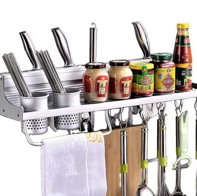 China Punch-Free Space-Saving Shelf Aluminum Kitchen Utensils Rack for sale