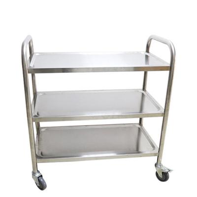 China Sustainable 3 Tier Stainless Steel Cart Hotel Restaurant Kitchen Delivery Dining Mobile Serving Food Carts for sale