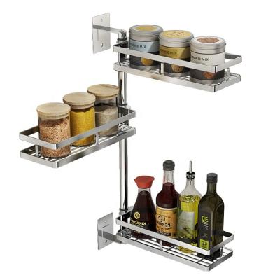 China 304 Stainless Steel Three-Layer Multi-Layer Wall Mounted Rotatable Multi-Function Rack Seasoning Rack Seasoning Rack for sale