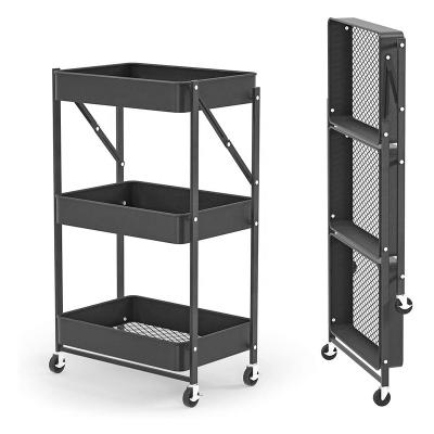 China Metal storage stocked rolling rack, mobile multifunctional cart, kitchen cart with casters for sale