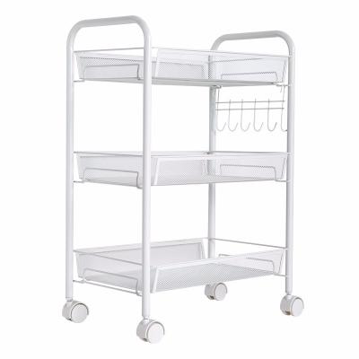 China Multifunctional Household Dish Kitchen Shelf 4 Wheels Storage Mobile Storage Rack for sale