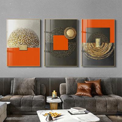 China Abstract Decor Crystal Porcelain Wall Painting Art Print Home Living Room Gold Foil Waterproof Nordic Style Light Luxury Decorative Posters for sale