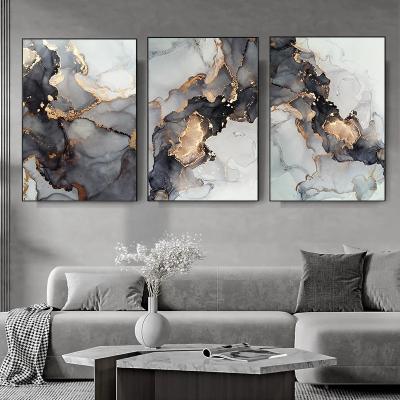 China Modern Home Interior Paintings Cuadros Decorativos Living Room Gold Waterproof Black Picture Abstract Crystal Porcelain Painting Wall Art for sale