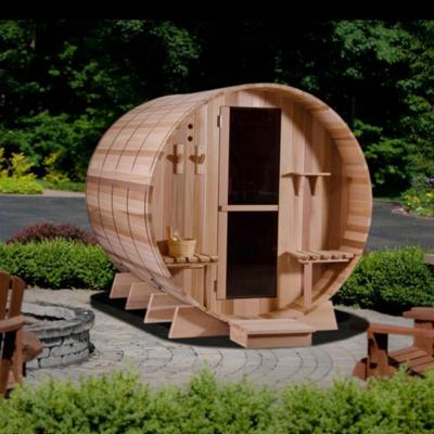 China Computer Control Panel Red America Cedar Panoramic View Outdoor Sauna 4 Person With FSC for sale