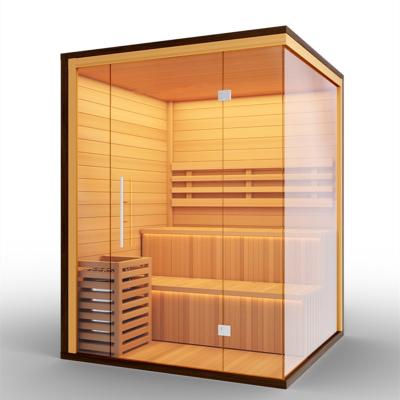 China Computer control panel wholesale price new design wood hemlock infrared sauna h=2022 high quality for sale