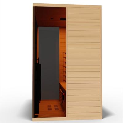 China Traditional Solid Hemlock 2 Person Manta Design Computer Control Panel Finland Suana Far Infrared Sauna for sale