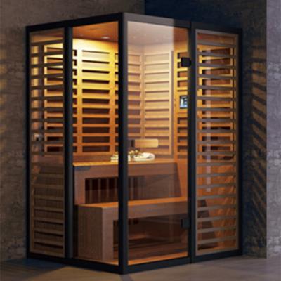 China Computer Control Panel Home Use Indoor Hot Selling Hemlock 3 Infrared Solid Sauna With CE for sale