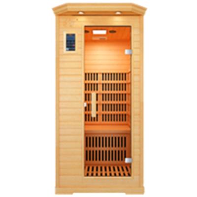 China Hot Selling Luxury Solid Wood Hemlock One Person Spectrum Infrared Computer Control Panel Solid Wood Sauna for sale