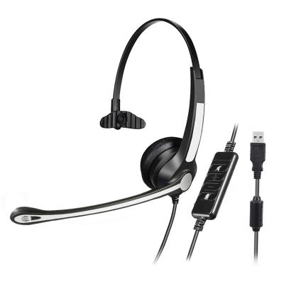 China Headband Wired Monaural Sound Canceling USB Headset For Call Center for sale