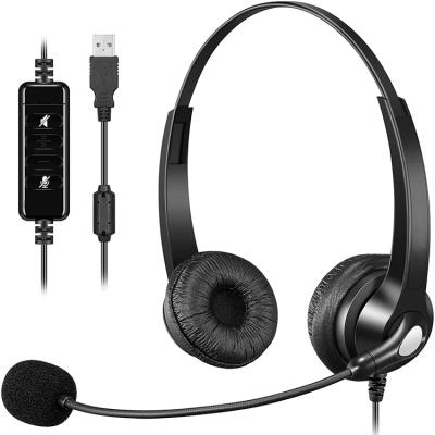 China Headband Cable Head Using Computer Call Center USB Stereo Headset for sale