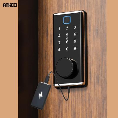 China Zinc Alloy Smart Bedroom Electronic WIFI Ttlock Digital Deadlatch Smart Door Handles With Keypad Lock for sale