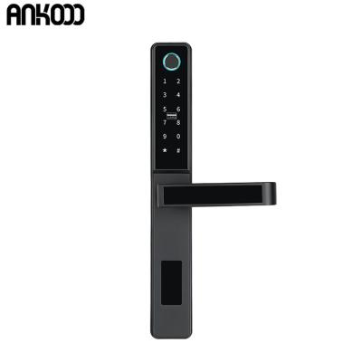 China Ankooo Fingerprint IP65 Waterproof Keyless Entry Password Aluminum Slim Aluminum TTlock Smart WIFI Sliding Door Lock for sale