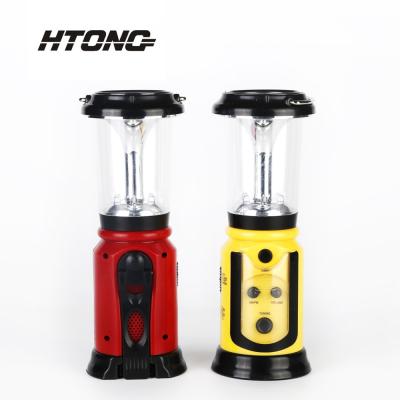 China Dynoma+LED Bright Led Flashlight Dynamo Emergency Light 2 Strip Crank Am Fm Radio Camping Lamp for sale