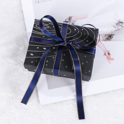 China Recyclable High Quality Eco-friendly Black Paper Box Wedding Favor Bridesmaid Gift Birthday Box Custom Design Luxury For Gift Package for sale