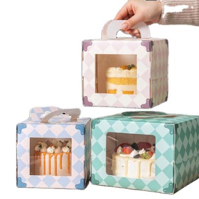 China Custom Brown Kraft Paper Food Cake Box Amazon Biodegradable Hot Sale Birthday Wedding Party Favors Gift Box With Clear Carry Window for sale